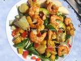 Salade de scampi, pomme et curry