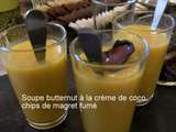 Soupe butternut à la crème de coco et au canard fumé