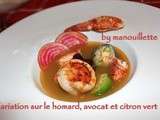 Variation autour du homard, avocat et citron vert