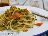 Spaghetti à la Poutargue (Bottarga), Pistaches et Citron