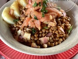 Salade tiède de lentilles au saumon fumé