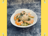 Risotto aux crevettes et au thé noir
