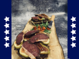 Tartines croustillantes aux figues fraîches et magret de canard fumé