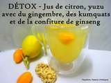 Détox jus de citron yuzu, gingembre et confiture de ginseng avec des kumquats