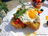 Pain garni aux legumes du soleil + oeuf