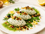 Quenelles de chèvre frais à l'Herbe de Blé & Noisettes torréfiées