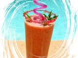 Smoothie fraises/banane/prunes/pommes/gingembre/baies de goji - bio à la poudre de graviola corossol et au caramel vegan