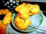 Tempura beignet de crevette/gambas panés avec des vermicelles de soja