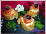 Vol-au-vent,farcis de brandade, pommes de terre et truite fumée