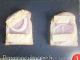 Croque Monsieur au jambon, cantal et oignons - Chaque étape en photo