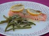 Saumon sauce concombre et haricots verts