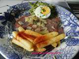 Carpaccio de boeuf- salade de haricots princesse et oeufs cuits