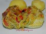 Choux farcis au saumon-poivrons et lardons