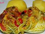 Choux farcis aux saumon-poivrons et lardons