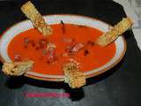 Potage tomate lardons et ses mouillettes