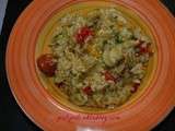 Risotto aux champignons-tomates cerises jaunes et rouges