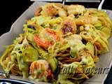 Tagliolini Tricolores – St-Jacques et Crevettes, Sauce Pesto