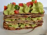 Crêpes à la crème de pois chiche et avocat comme un mille-feuilles