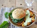 Hamburgers et ses potatoes maison sauce ranch {vegan}