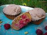 Muffins aux framboises, pignons et cœur coulant aux fraises // et un bon petit goût de châtaignes