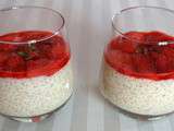 Tapioca à la vanille façon riz au lait, compotée de fraises