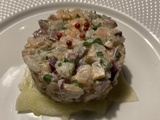 Tartare de trois poissons sur pomme granny