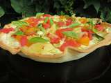 Tarte colorée aux tomates courgettes chèvre et moutarde à l'ancienne