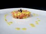 Tartare de saumon & ananas, creme d'ananas au piment d'espelette