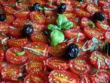 Tarte aux tomates cerises, basilic & olives de mon jardin