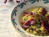 Fregola Artichauts, Safran et Magret séché {Foodista #14}