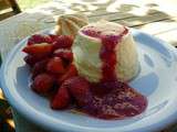 Flan ricotta et coulis de framboise