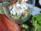 Verrine d avocat crevette et fromage frais