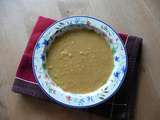 Soupe lentilles corail, poireau, carotte, cumin