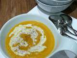 Potage de courge musquée, cari et gingembre frais