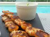 Brochettes de gambas et de melon à la plancha