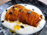 Butternut rôtie façon hasselback, crème de feta