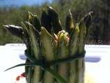 Charlotte d'asperges vertes au chèvre et au saumon fumé