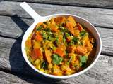 Curry de potimarron aux pois chiches, épinards et lait de coco