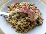 Risotto de crozets aux champignons et jambon cru