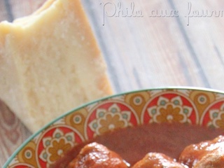 Boulettes de bœuf au parmesan, basilic & tomates confites