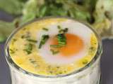 Oeuf cocotte au Maroilles & aux crevettes grises