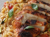 Orzo crémeux au parmesan & poulet à la Grecque