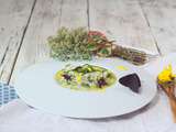 Risotto aux courgettes - oxalis pourpre et herbes du jardin