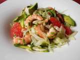 Salade de fenouil aux crevettes, avocat, coriandre et pamplemousse