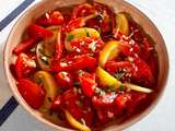 Salade de tomates anciennes au basilic et citron confit