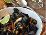 Moules au lait de coco et curry vert