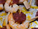 Brochettes de crevettes et de chorizo