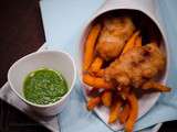 Fish & chips et son pesto de coriandre