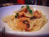 Linguinis aux crevettes safranées