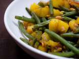 Poêlée de haricots verts, de mangue et de graines de soja